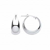 Silver Platinum Plate Wide Graduated Hoop Earrings