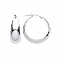 Silver Platinum Plate Wide Graduated Hoop Earrings