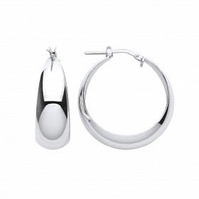 Silver Platinum Plate Wide Graduated Hoop Earrings