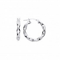 925 Sterling Silver Twist 15mm Hoop Earrings