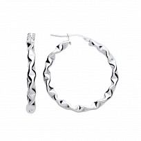 925 Sterling Silver Twist 25mm Hoop Earrings
