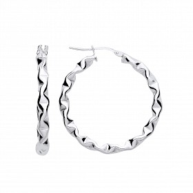 925 Sterling Silver Twist 25mm Hoop Earrings