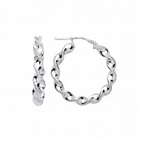 Silver Platinum Plate Frost Twist Hoop Earrings