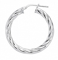 925 Sterling Silver Plain Twist Hoops