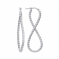 Silver Platinum Plate Infinity 8 Shape Hoop Earrings
