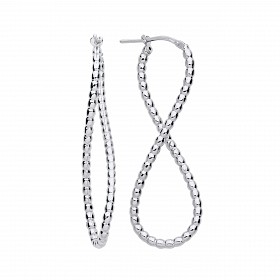 Silver Platinum Plate Infinity 8 Shape Hoop Earrings
