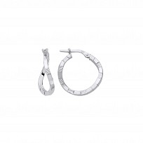 Silver Diamond Cut Swirl Twist Hoop Earrings