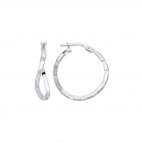 Silver Diamond Cut Swirl Twist Hoop Earrings
