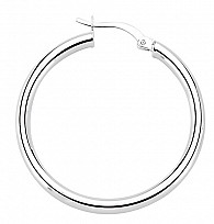 925 Sterling Silver Plain Hoops - 30mm