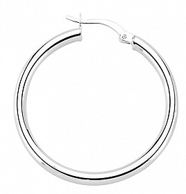 925 Sterling Silver Plain Hoops - 30mm