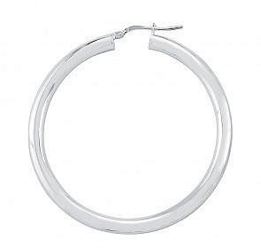 Plain 925 Sterling Silver 47mm Hoop Earrings