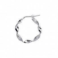 925 Sterling Silver Polish & Frosted Twist Hoops