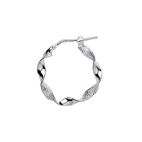 925 Sterling Silver Polish & Frosted Twist Hoops