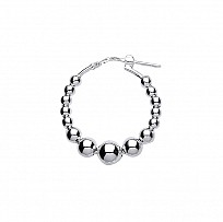925 Sterling Silver Round Graduated Bead Hoops