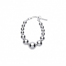 925 Sterling Silver Oval Graduated Bead Hoops