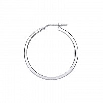 925 Sterling Silver Medium Plain Hoops