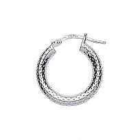 925 Sterling Silver Diamond Cut Hoops
