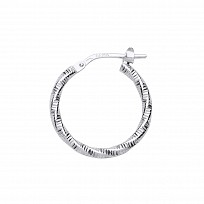 Silver Diamond Cut Twist Hoop Earrings
