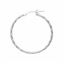 Silver Diamond Cut Twist Hoop Earrings