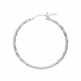 Silver Diamond Cut Twist Hoop Earrings