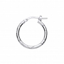 Silver Hoop Earrings With Wave Engraving Detail