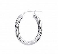 925 Sterling Silver Twisted Oval Hoop Earrings