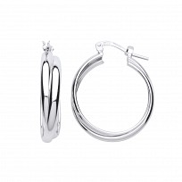 925 Sterling Silver Interlocking Hoop Earrings