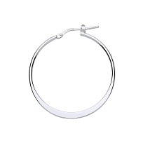 925 Sterling Silver Polished Flat Hoop Earrings