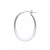 925 Sterling Silver Polished Flat Oval Hoop Earrings