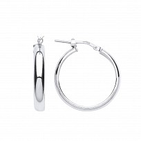925 Sterling Silver Hoop Earrings With Flat Interior