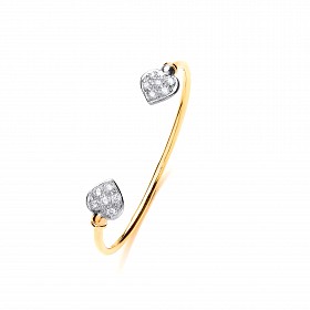 9ct Gold Baby CZ Heart Torque Bangle