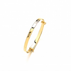9ct Gold Children's Expandle Engraved Bangle