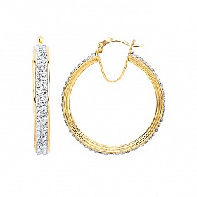 9ct CZ Hoop Earring