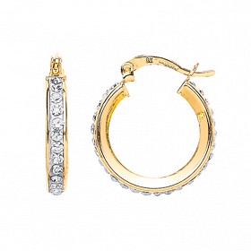 9ct CZ Hoop Earring