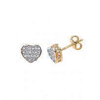 9ct Yellow Gold CZ Heart Stud Earring