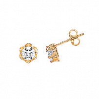 9ct Gold Stud Earring with Single Cubic Zirconia