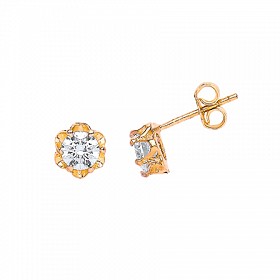 9ct Gold Stud Earring with Single Cubic Zirconia