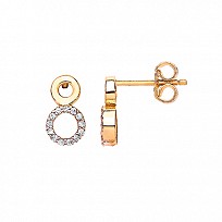 9ct Yellow Gold Earring Double Circle w/CZ stones