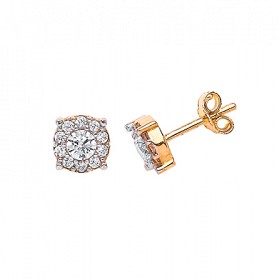 9ct Gold Cubic Zirconia 6mm Cluster Stud Earring