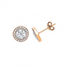9ct Yellow Gold Halo Stud Earring