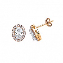 9ct Gold Cubic Zirconia Oval  Stud Earrigs