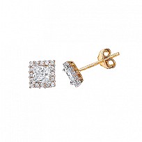 9ct Gold Princess Cut CZ Stud Earring