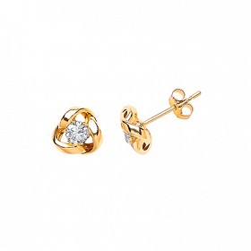 9ct Gold CZ Knot Stud Earrings