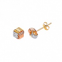 9ct Gold Three Colour Knot Stud Earrings
