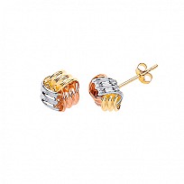 9ct Gold Three Colour Knot Stud Earrings