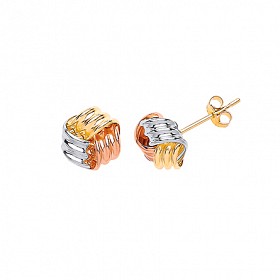 9ct Gold Three Colour Knot Stud Earrings