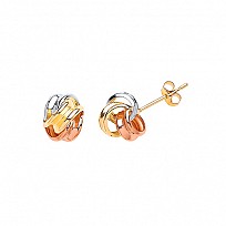 9ct Gold Three Colour Knot Stud Earrings