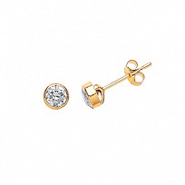9ct Gold CZ Rubover Round Studs