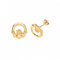 9ct Gold Claddagh Stud Earrings