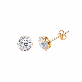 9ct Gold CZ Claw Set Stud Earrings